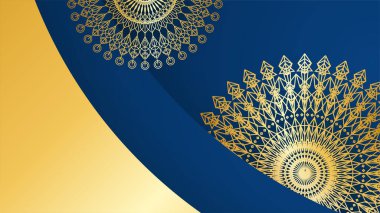 Mandala desenli soyut lüks mavi ve altın arkaplan