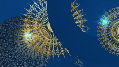 Mandala desenli soyut lüks mavi ve altın arkaplan