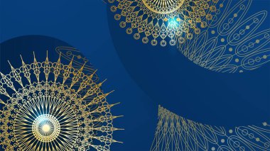 Mandala desenli soyut lüks mavi ve altın arkaplan