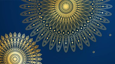 Mandala desenli soyut lüks mavi ve altın arkaplan