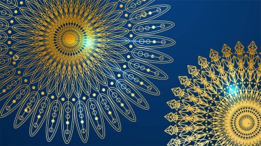 Mandala desenli soyut lüks mavi ve altın arkaplan