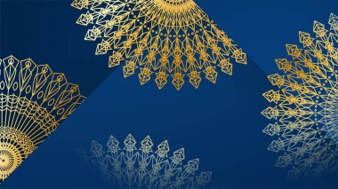 Mandala desenli soyut lüks mavi ve altın arkaplan