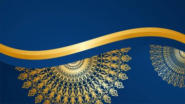 Mandala desenli soyut lüks mavi ve altın arkaplan