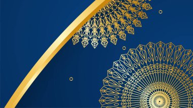 Mandala desenli soyut lüks mavi ve altın arkaplan