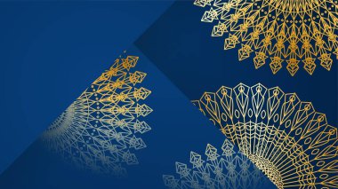 Mandala desenli soyut lüks mavi ve altın arkaplan