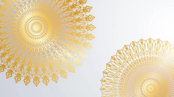 Mandala desenli soyut lüks beyaz ve altın arkaplan