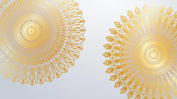 Mandala desenli soyut lüks beyaz ve altın arkaplan