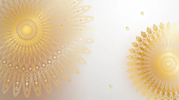 Mandala desenli soyut lüks beyaz ve altın arkaplan