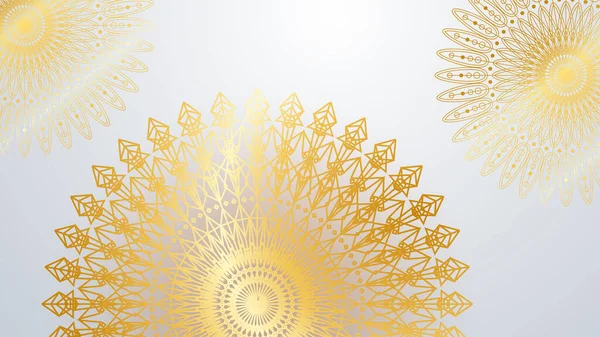 Mandala desenli soyut lüks beyaz ve altın arkaplan
