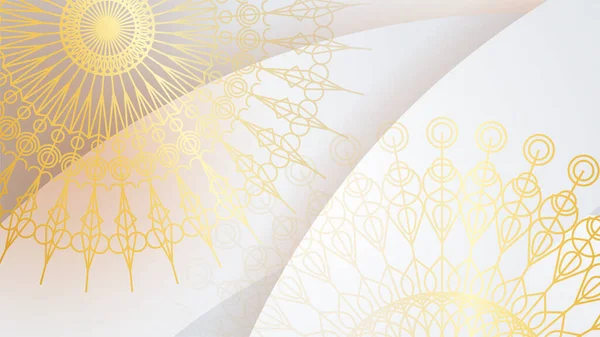 Mandala desenli soyut lüks beyaz ve altın arkaplan