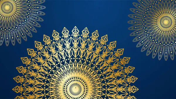 Mandala desenli soyut lüks mavi ve altın arkaplan