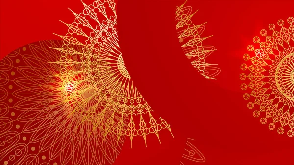 Luxe Abstrait Fond Rouge Avec Motif Mandala Fond Abstrait Rouge — Image vectorielle