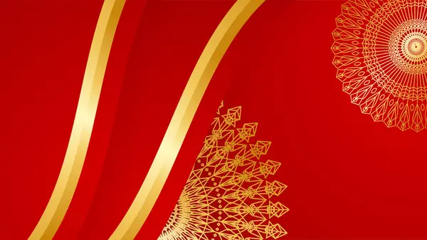 Luxusní Abstraktní Červené Zlaté Pozadí Mandalou Vzor Abstraktní Luxusní Červené — Stockový vektor