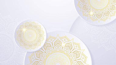 Altın rengi lüks mandala tasarımı, beyaz arka planlı Vektör mandala desenleri