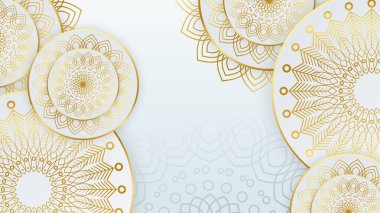 Altın vektör mandala beyaz arka plan üzerinde izole. Yaşam ve sağlığın sembolü. Davetiye, düğün kartı, scrapbooking, sihirli sembol.