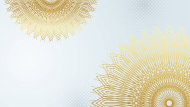 Lüks mandala kraliyet altın arabesk Arap İslami tarzı arka planda. Lüks beyaz ve altın mandala desenli arka plan