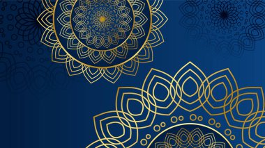 Ramazan Kareem afişi, 3d metalik altın hilal, kağıt, soyut arabesk çiçekleri ve Arapça el yazısı kaligrafi. Çeviri: Ramazan Kareem. Vektör.