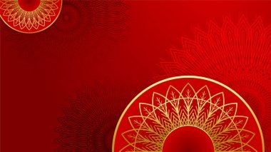 Mandala desenli modern lüks kırmızı Dan altın soyut arka plan