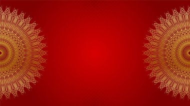 Mandala desenli modern lüks kırmızı Dan altın soyut arka plan