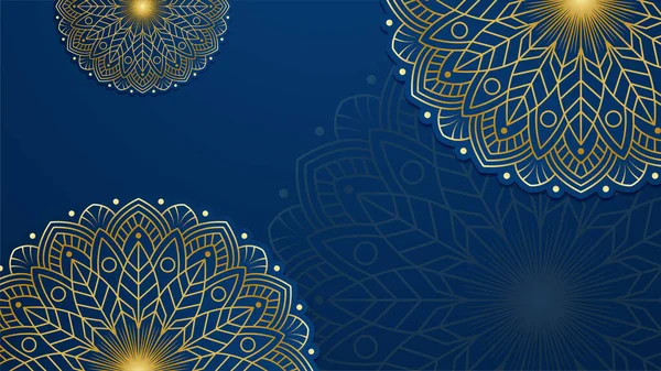 Mandala Árabe Azul Fundo Design Islâmico Universal Ramadan Kareem Banner — Vetor de Stock