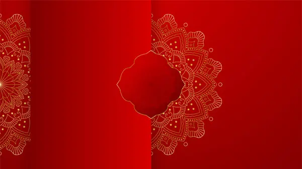 Luxusní Abstraktní Červené Zlaté Pozadí Mandalou Vzor Dekorativní Mandala Pro — Stockový vektor