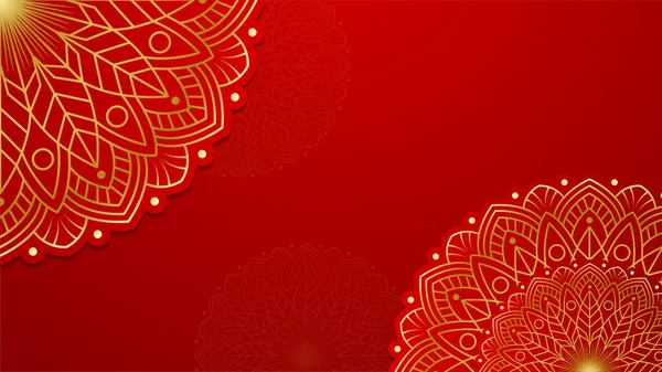 Luxe Rood Goud Mandala Achtergrond Voor Trouwkaart Sjabloon Met Gouden — Stockvector