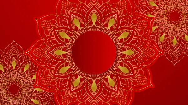 Luxo Vermelho Dourado Ornamental Mandala Fundo Com Árabe Islâmico Leste — Vetor de Stock