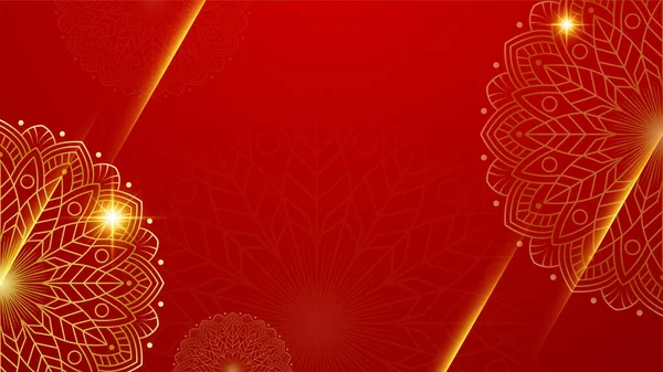 Luxusní Červené Zlaté Ornamentální Mandala Pozadí Arabským Islámským Východním Vzorem — Stockový vektor