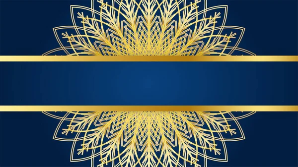 Luxe Blauwe Gouden Achtergrond Met Arabisch Mandala Patroon Luxe Abstracte — Stockvector