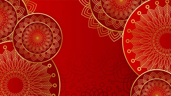 Moderne Luxe Rouge Dan Fond Abstrait Avec Motif Mandala — Image vectorielle