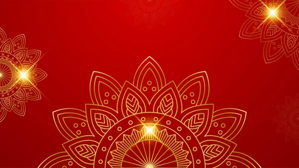 Luxury Abstract Red Gold Background Mandala Pattern Decorative Mandala Print — Stock Vector