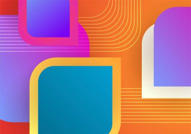 Renkli geometrik şekilli soyut bir arkaplan. Dijital gelecek teknolojisi kavramı. vektör illüstrasyonu.