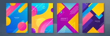 Minimum modern kapak tasarımı. Dinamik renkli gradyanlar. Gelecekteki geometrik desenler. Poster şablon vektör tasarımı.