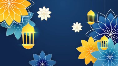 Arap süsleme desenli ve lüks mandala fener dekoratifli İslam ramazanı arkaplanı. İslam tebrik kartı, bayram şablonu, hac, davetiye, kutlama, prim çerçevesi ve cami için tasarlandı.