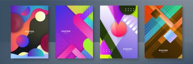 Modern abstract covers set, minimal covers design. Colorful geometric background, vector illustration. clipart