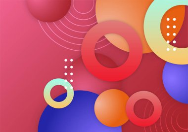 Renkli geometrik şekilli teknoloji arka plan tasarımı. Soyut geometrik vektör arkaplanı