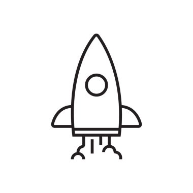 Ürün Fırlatma Şirketi simgesi, siyah taslak tarzında. Hız, yeni, çizgi film, yaratıcı, serbest, gemi, izole. Vektör illüstrasyonu