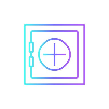 Mavi duoton stili güvenli kutu iş ikonu. Finans, mevduat, banka, para, koruma, güvenlik, güvenlik. Vektör illüstrasyonu