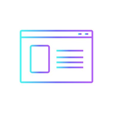 İniş sayfası ikonu mavi duoton tarzında. İnternet, internet, geliştirme, web sitesi, bilgisayar, arayüz, pazarlama. Vektör illüstrasyonu