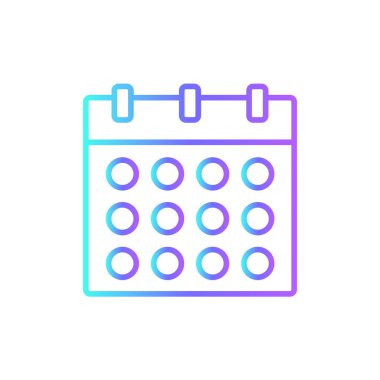 Mavi duoton tarzı bir iş ikonu. Plan, hatırlatma, program, kağıt, takvim, olay, randevu. Vektör illüstrasyonu