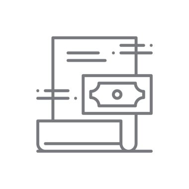 Yatırım sektörü simgesi, siyah ana hatlı. Para, banka, finans, para, yatırım, ödeme, kredi. Vektör illüstrasyonu