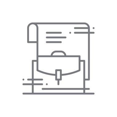 Ofis Çantası İş simgesi ve siyah taslak tarzı. Çanta, bavul, çanta, belge, çanta, profesyonel, yönetici. Vektör illüstrasyonu