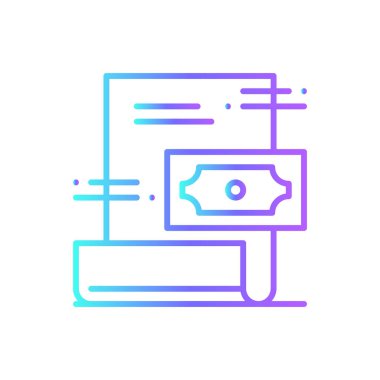 Mavi duoton tarzında bir yatırım simgesi. Para, banka, finans, para, yatırım, ödeme, kredi. Vektör illüstrasyonu