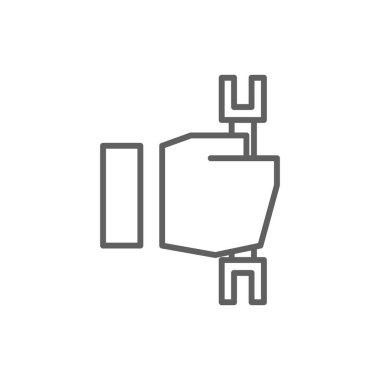 İş dünyası simgesi, siyah ana hatlı. iş, takım çalışması, toplantı, set, çalışan, işbirliği, eğitim. Vektör illüstrasyonu