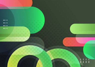 Renkli geometrik şekilli teknoloji arka plan tasarımı. Soyut geometrik vektör arkaplanı