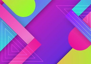 Renkli geometrik şekilli teknoloji arka plan tasarımı. Soyut geometrik vektör arkaplanı