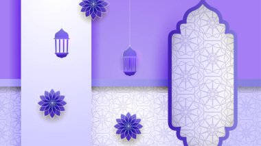 Arap süsleme desenli ve lüks mandala fener dekoratifli İslam ramazanı arkaplanı. İslam tebrik kartı, bayram şablonu, hac, davetiye, kutlama, prim çerçevesi ve cami için tasarlandı.