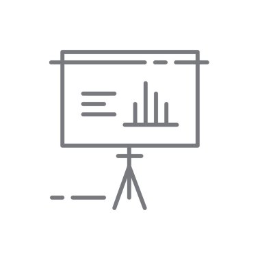 Siyah ana hatlı sunum simgesi. Takım çalışması, set, grup, toplantı, hat, yönetim, ofis. Vektör illüstrasyonu