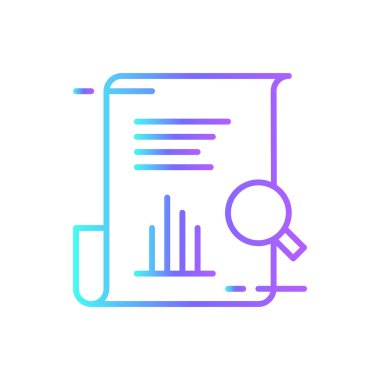 Mavi duotone tarzında belge işi simgesi. Dosya, sayfa, not, form, sözleşme, arşiv, metin. Vektör illüstrasyonu