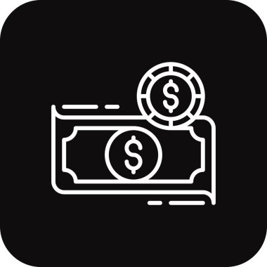 Para işi simgesi, siyah çizgili. Finans, dolar, para, yatırım, servet, tasarruf, ödeme. Vektör illüstrasyonu